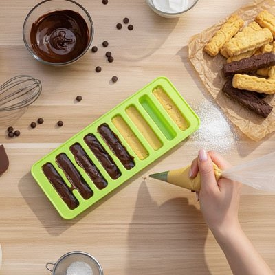 un moule qui se remplit de chocolat