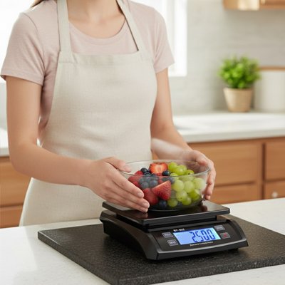 Balance Cuisine avec un bol remplit de fruits frais