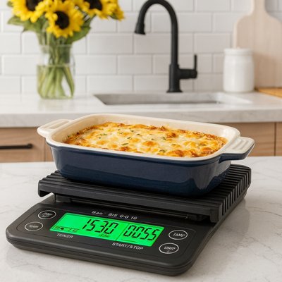 Balance cuisine avec un plat a gratin