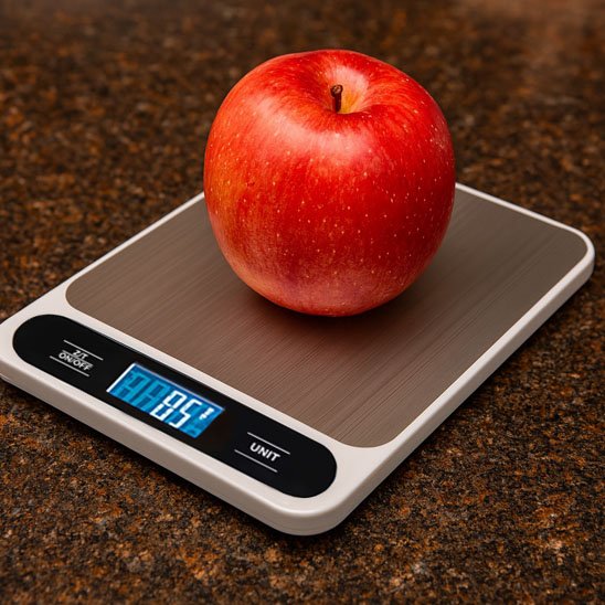 Balances-de-cuisine-avec-une-pomme