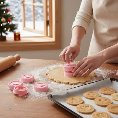 Emporte piece noel avec de la pâte étalé