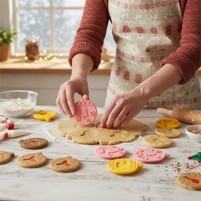 Emporte piece noel  préparation sur une table de cuisine