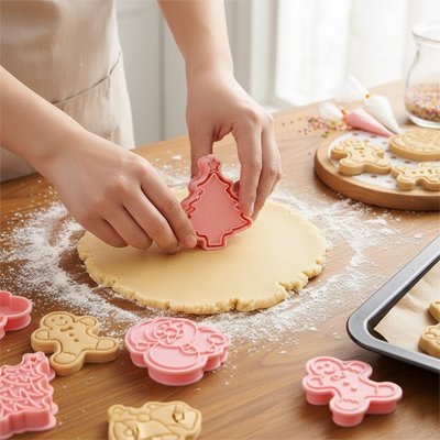 Emporte piece noel sur de la pâte à gâteau