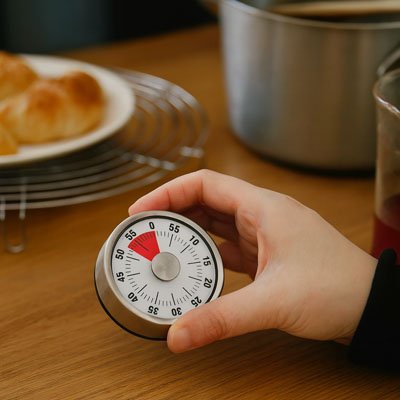 Minuteur cuisine dans une main 