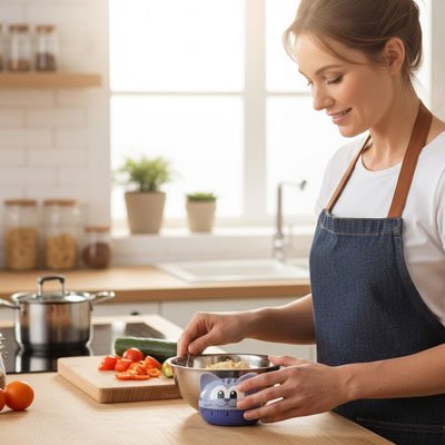 Minuteur cuisine su une table de cuisine 