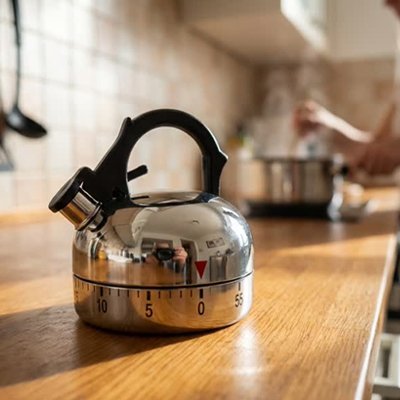 Minuteur cuisine posé sur la table