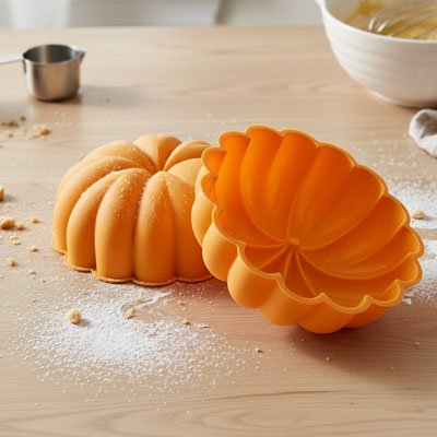Moule à gâteau silicone 2 pces sur une table