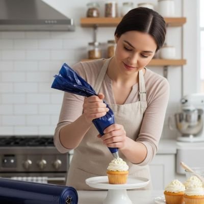 Poche à douille  préparant un petit gâteau