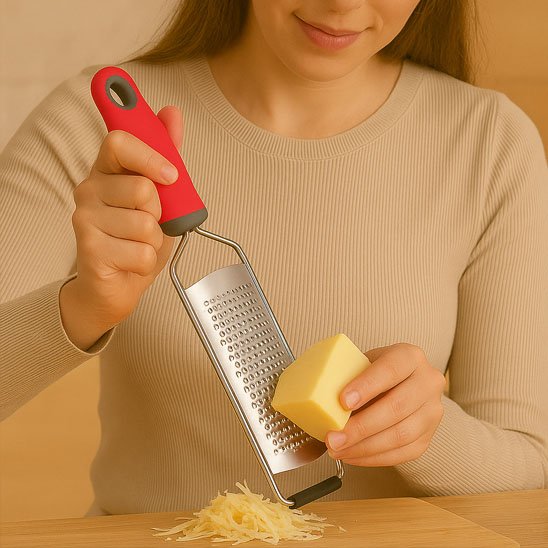 Râpe à fromage avec une jeune femme