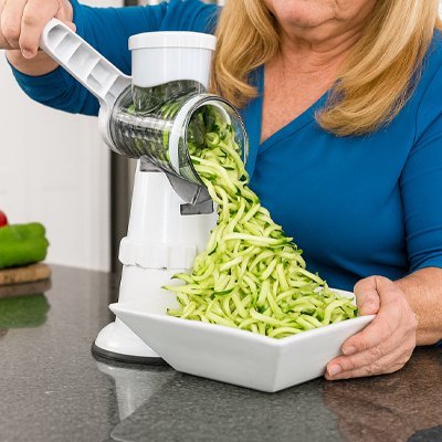 Râpe à légumes manuelle hachant une courgette