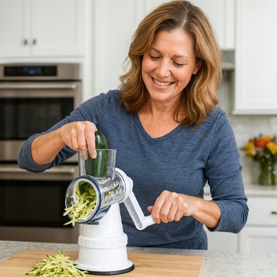 Râpe à légumes manuelle avec une femme 