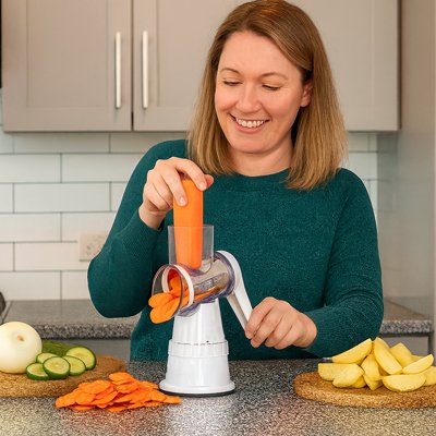 Râpe à légumes manuelle sur une table dans une cuisine