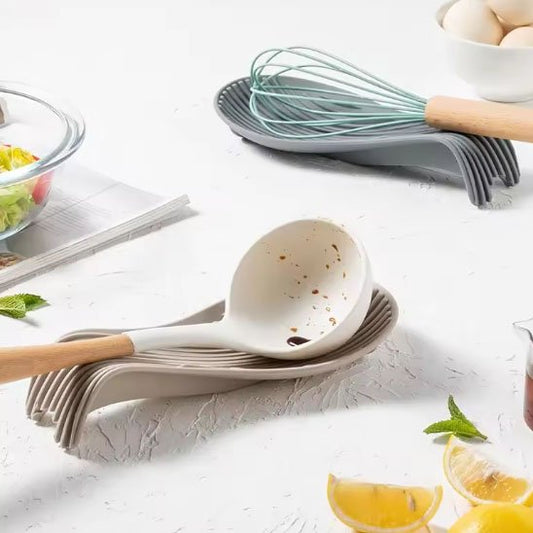 Repose cuillère​ beige et gris