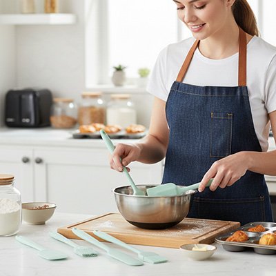 Spatule Cuisine avec une femme faisant des desserts