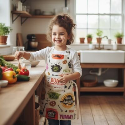 Tablier de cuisine enfant dans une cuisine