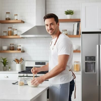 Tablier de cuisine porté par un homme