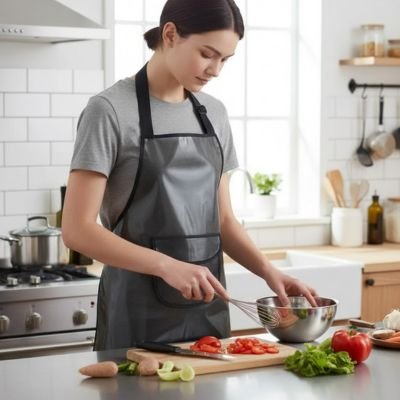 Tablier de cuisine avec une femme préparant à manger
