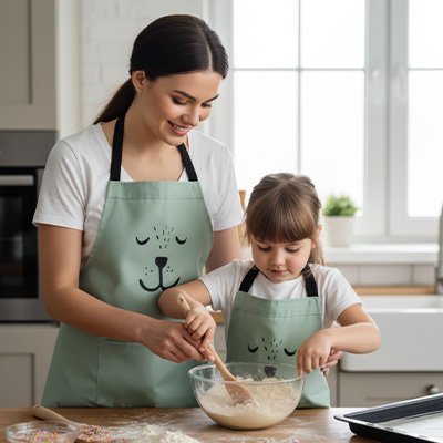 Tablier femme et enfant vert