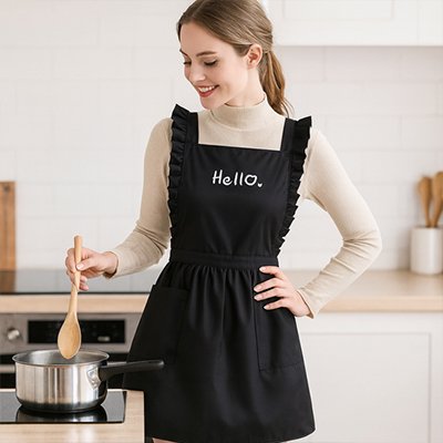 Tablier femme noir avec dentelle